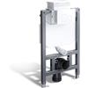 HOROW UWT04L - Cassetta per WC da incasso, con piastra di comando bianca, in HDPE, materiale HDPE, per WC da parete, scaffale in ferro dipinto, set completo per WC, 82 x 50 x 14 cm