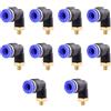 ANGEEK set da 10 pezzi, 6 mm - M5, raccordi pneumatici a gomito a 90° con filettatura maschio PT, adatti per il collegamento rapido di tubi flessibili, accessori compressori d'aria