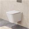 HOROW WC Sospeso da Parete Senza Bordi, Moderno Bianco in Ceramica Rettangolare Con Sedile Incluso, Sifone, Chiusura Delicata, Facile da Pulire, per Camera Degli Ospiti, Bagno