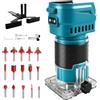 Catolsss Fresa senza fili compatibile con batteria Makita da 18 V, 850 W, 30.000 giri/min, taglierina per legno senza spazzole a 6 velocità per la lavorazione del legno con 15 frese da 1/4 (senza batteria)