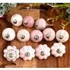 FURNISHFUL FINESSE Pomelli in ceramica per mobili, cassetti, cassettiere, decorazione, armadio, maniglia di tiro, colore rosa, confezione da 30