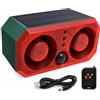 QingRain Allarme con sensore di movimento solare: deterrente coyote da 130 dB, suono doppio altoparlante, luce di movimento e telecomando, deterrente per animali per cortile, fattoria, pollaio