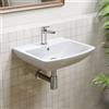 HOROW Piccolo lavandino del bagno con troppo pieno | Lavabo sospeso con foro per rubinetto, in ceramica, bianco