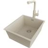 PRIMAGRAN Lavandino sottotop al Mobile 45cm + Rubinetto, 41x47cm | Set: Rubinetto BW3010 + Kit di scarico + Lavello in Granito a 1 Vasca - London, Tutto Beige