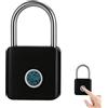 EQULIUS Lucchetto con impronte digitali, mini lucchetto intelligente con impronte digitali, lucchetto biometrico per armadietti da palestra, capannoni, unità di stoccaggio (nero)