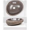 wohnfreuden Lavabo da appoggio in pietra di fiume, 30 cm, ovale, grigio, in pietra naturale, massiccio, durevole, pezzo unico