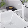 PHASAT Rubinetto Bagno Lavabo Alto Rubinetto Miscelatore per Lavabo a Freddo e Caldo con Monocomando Rubinetto alto moderno in Bianco PTMP01W