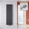 ELEGANT - Radiatore verticale di design, antracite, 1600 x 472 mm, con termostato multiblocco, a doppio strato, collegamento centrale, scaldasalviette
