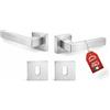 MOHOME Maniglie Porte Interne Made In Italy Premium Quality 145 mm Maniglia Coppia Di Maglie Maniglia Quadra Cromo Satinato Alta Qualità Alluminio Universale Casa Ufficio Stanza Design Resistente