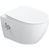 HOROW WC con ugello integrato, WC sospeso con funzione bidet, Taharet WC con rivestimento nano-rivestimento, WC con rubinetto, sedile WC con abbassamento automatico, acqua fredda, 53 x 36 x 35 cm