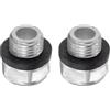 QUARKZMAN 2Pz Vetro Spia Olio Compressore Aria 10 x 1mm Filettatura Maschio Indicatore Plastica Livello Vista Liquido Lega Alluminio Testa Esagonale Finestra con O-Ring Raccordi, Argento