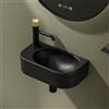 EMKE Lavamano Sospeso 40 x 21,5 x 12 cm,Rubinetto a Sinistra,Nero Opaco | Lavandino Rettangolare per Bagno Piccolo e WC, Mini Lavabo a Parete - Senza Rubinetto e Piletta