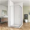 Biubiubath Box Doccia Angolare 80x80 cm H.185cm Porta Scorrevole Vetro 6mm Cromo