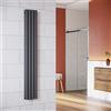 ELEGANT Radiatore di design a pannello, con attacco centrale, tubi verticali a sezione ovoidale, a doppio strato, colore: antracite, 230 x 1600 mm