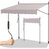 Randaco Tenda da Sole a Bracci con Manovella, 200x120cm Regolabile in Altezza, resistente ai raggi UV, Senza Forare, In Metallo e 100% Poliestere, Facile da Installare, Beige