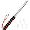 PETERMALLON Set di aste telescopiche per bandiere telescopiche, 2,5 m, asta telescopica allungabile con 5 ganci, per guide turistiche, campeggio, gite
