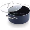 Blue Diamond Casseruola con Coperchio Vetro, 24 cm/4,91 L, Diamanti, Senza PFAS, Alluminio, Induzione, Adatta al Forno 200 °C, Lavastoviglie, Blu Scuro