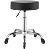 VEVOR Sgabello con Ruote per Ufficio, Sedile Rotondo Portata Massima 226,8 kg, Altezza Regolabile, Rotelle Silenziose, Imbottito in Similpelle PU, Girevole a 360°, Colore Nero, per Sale Attesa Studi