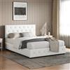 Yaheetech Letto Matrimoniale Imbottito con 2 Cassetti | Letto Contenitore 160 x 200 cm Nero per Camera da Letto Doghe Legno Testiera Regolabile Moderno