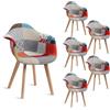 JZGORC Set di 6 sedie da pranzo poltrone patchwork, poltrone in stile scandinavo, sedie da cucina moderne, gambe in legno massello, per sala da pranzo, soggiorno, cucina - Rosso