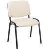 CLP Sedia Visitatore Ken Imbottita I Sedia Attesa Imbottita In Similpelle I Sedia Impilabile Portata Max 120 KG Colore:crema