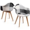 JZGORC Set di 2 sedie da pranzo poltrone patchwork,poltrone in stile scandinavo,sedie da cucina moderne, gambe in legno massello,per sala da pranzo,soggiorno,cucina - Bianco e nero