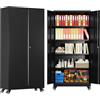 Sightlife Armadio Portautensili in Metallo con Ruote, Mobile Officina con Pannello Forato, Serratura e Ripiani Regolabili, L78 x P39 x A179 cm (Nero, Standard)