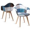 JZGORC Set di 2 sedie da pranzo poltrone patchwork, poltrone in stile scandinavo, sedie da cucina moderne, gambe in legno massello, per sala da pranzo, soggiorno, cucina - Blu