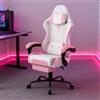 YRHome Sedia da gioco, ergonomica, da ufficio, regolabile e girevole, regolabile in altezza, con poggiapiedi e supporto lombare, in cotone e lino, colore rosa