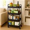 powerking 4-Tier Rolling Utility Cart, Scaffali mobili multifunzionali di stoccaggio con maniglia, Carrello organizzatore mobile per ufficio, Bagno, Soggiorno, Cucina, Luoghi stretti (Nero, 4-Tiers)