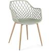 Decor Space Sedia Optik con gambe in acciaio verniciate effetto legno naturale, per arredo interno 58 x 54 x h 85,5 cm Confezione da 1 Verde
