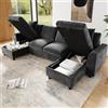 Lekvvied Divano angolare moderno a forma di U a 4 posti in ciniglia con porte USB e USB-C, due chaise longue con vani portaoggetti, grigio, 284 × 135 × 84 cm, adatto a soggiorni e appartamenti