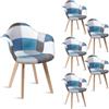 JZGORC Set di 6 sedie da pranzo poltrone patchwork, poltrone in stile scandinavo, sedie da cucina moderne, gambe in legno massello, per sala da pranzo, soggiorno, cucina - Blu