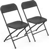 Bonnlo Set 2 Sedie Pieghevoli con Struttura in Metallo e Plastica Portata 158kg, Seduta Salvaspazio Richiudibile con Piedini, da Cucina, Soggiorno e Conferenza, 44.5 x 44.5 x 80cm, Nero