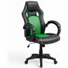 BAKAJI Sedia Sportiva Poltrona Direzionale da Ufficio 4 Ruote Girevole 360° Modello Racer Gaming Design Extra Lusso in Ecopelle Nero e Tessuto (Verde)