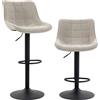 HOMCOM Set 2 Sgabelli Bar Altezza Regolabile Girevoli 360° Crema | Sgabelli Cucina Alti, Poggiapiedi, Schienale, Effetto Lino Vellutato con, Base Acciaio Carbonio, Moderni per Bar Isola