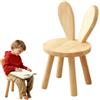 Exquilnova Sedia per bambini in legno, 45 x 26 cm, per cameretta dei bambini, stabile seggiolone con orecchie di coniglio, schienale per bambini, piccolo sgabello per mangiare, giocare e leggere
