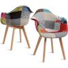 JZGORC Set di 2 sedie da pranzo poltrone patchwork, poltrone in stile scandinavo, sedie da cucina moderne, gambe in legno massello, per sala da pranzo, soggiorno, cucina - Rosso