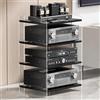 Nordivo Mobile Stereo Hi Fi Rack In Acrilico,Mobile Stereo A 3/4 Livelli Regolabili ,Scaffalature Audio-Video,Piccolo Mobiletto Stereo E Supporti Audio-Video Trasparente,Adatto Per Lettori Dvd(Transparent/bla