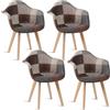 JZGORC Set di 4 sedie da pranzo poltrone patchwork, poltrone in stile scandinavo, sedie da cucina moderne, gambe in legno massello, per sala da pranzo, soggiorno, cucina - Marrone