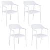 COSTWAY Sedia da Pranzo in Plastica, Sedia da Cucina Ergonomica con Schienale Cavo e Braccioli Comodi, Portata 150 kg, Poltrona da Tavolo Impilabile per Soggiorno, Ufficio e Sala da Pranzo (Bianco,4)