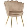 IlGruppone Poltrona Conchiglia Camera da Letto in Velluto Design Moderno, Sedia Classica con Gambe in Metallo Placcato Oro - Poltroncina per Salotto con Seduta Morbida Imbottita Modello Maddina (Tortora)