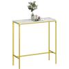 HOMCOM Tavolo da bar Tavolo da cucina rettangolare alto con piano effetto marmo e struttura in acciaio, per sala da pranzo e cucina, 100 x 40 x 107 cm, oro
