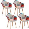 JZGORC Set di 4 sedie da pranzo poltrone patchwork,poltrone in stile scandinavo,sedie da cucina moderne, gambe in legno massello,per sala da pranzo,soggiorno,cucina - A5 Rosso