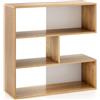 Giantex Libreria a 3 livelli, autoportante con 3 scomparti e protezione antiribaltamento, libreria irregolare per soggiorno, camera da letto, ufficio, naturale (convesso)