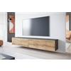 Slavia Maison Parete attrezzata, Porta TV con contenitore per Soggiorno, Mobile TV Lowboard D180, Sospeso o a Terra, Senza Maniglie, Laminato, Corpo Matera, Frontale Castagno Breslau