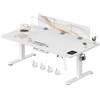 Devoko Scrivania Regolabile in Altezza 180x80 cm Bianco Ufficio con Ruote
