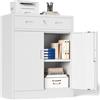 TaskStorz Armadio portadocumenti, multiuso, con serratura, bianco, 90 x 80 x 40 cm | Armadio da ufficio con 2 ante, in acciaio, 1 cassetto e 1 ripiano regolabile, per ufficio, garage, soggiorno
