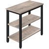 HOOBRO Tavolino, a 3 Ripiani Portaoggetti, Comodino, Tavolino Stretto, per Soggiorno, Camera da Letto, Cucina, Montaggio Semplice, Struttura in Metallo, Greige EBG14BZ01