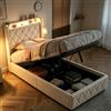 AZJSAHAH Letto imbottito da 90 x 200 cm, con contenitore idraulico, letto singolo con LED portaoggetti, 90 x 200 cm, con rete a doghe in velluto, letto per ragazzi, letto boxspring, senza materasso